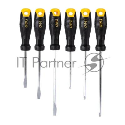 Набор отверток Deli DL620006 6шт SL5x75 + SL5x100 + SL6x150 + PH1x75 + PH1x100 + PH2x150
