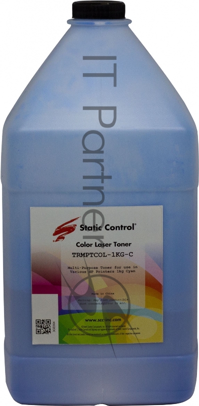 Тонер Static Control TRMPTCOL-1KG-C голубой флакон 1000гр. для принтера HP CLJCP1515/Canon MF8330