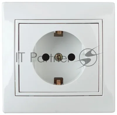 Розетка Intro Plano 1-206-01 с заземлением 2P+E Schuko со шторками, 16А-250В, IP20, СУ, белый