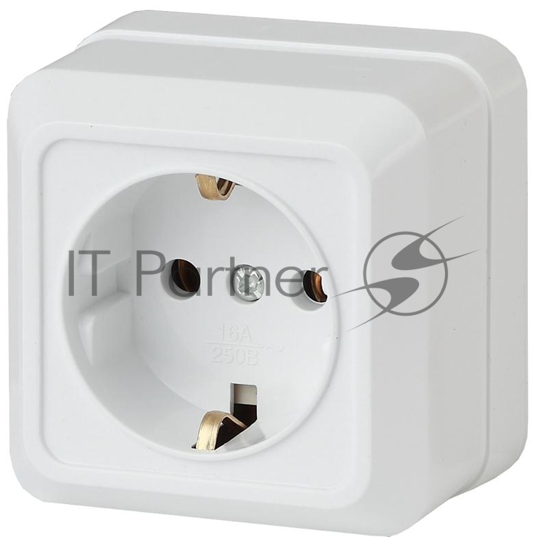 Розетка Intro Quadro 2-202-01 с заземлением 2P+E Schuko, 16А-250В, IP20, ОУ, белый