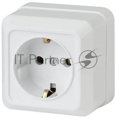 Розетка Intro Quadro 2-202-01 с заземлением 2P+E Schuko, 16А-250В, IP20, ОУ, белый