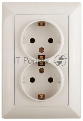 Розетка Intro Solo 4-205-02 с заземлением двойная 2X2P+E Schuko, 16А-250В, IP20, СУ, слоновая кость