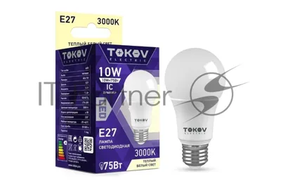 Лампа светодиодная TOKOV ELECTRIC 10 Вт А60 3000К Е27 175-265 В