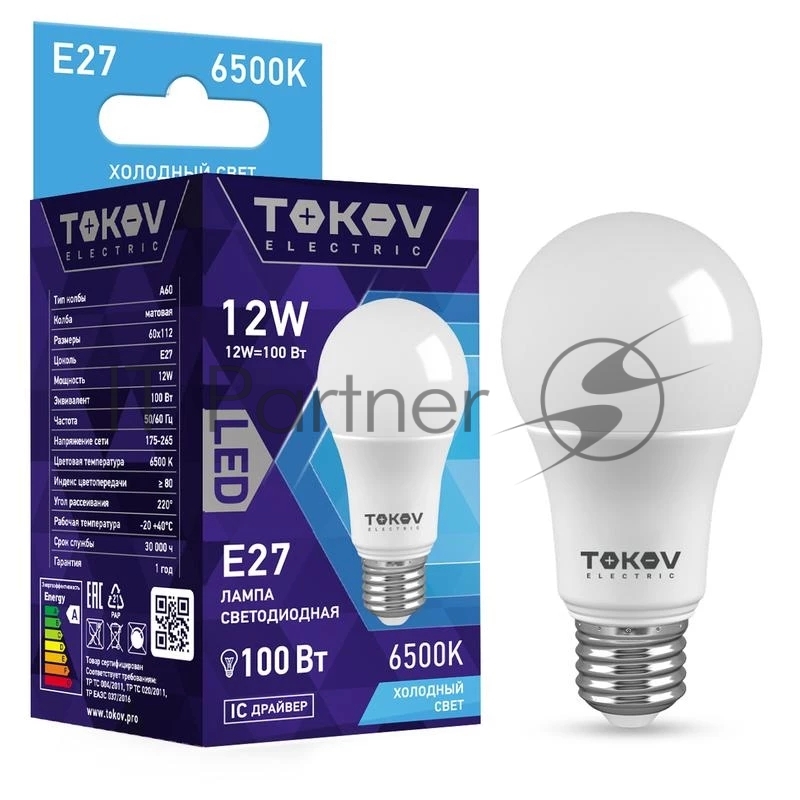 Лампа светодиодная TOKOV ELECTRIC 12Вт А60 6500К Е27 176-264В