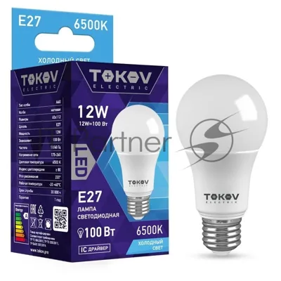 Лампа светодиодная TOKOV ELECTRIC 12Вт А60 6500К Е27 176-264В