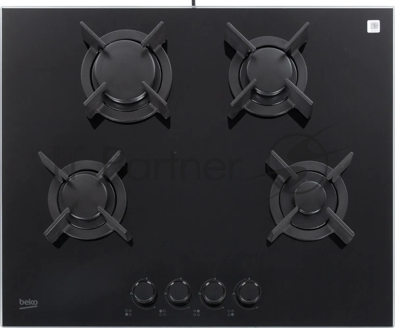 Газовая варочная панель Beko HING 642202 SB, 4 конфорки, закаленное стекло, 7400 Вт