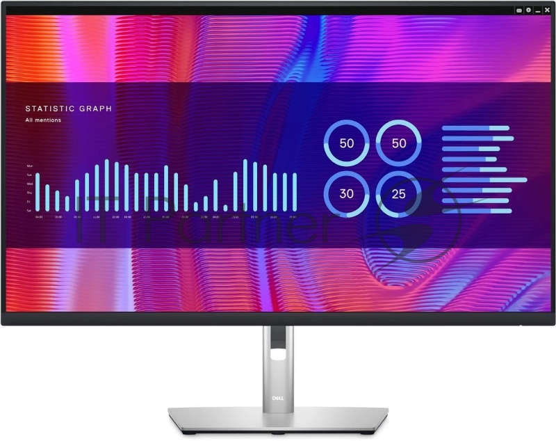 Монитор 32" Dell P3223DE IPS 2560x1440, 60 Гц, 5 мс, 16:9, 350 кд/м², HDMI, 2xDP 1.4, USB-C, USB Hub (4x USB 3.2), Ethernet, черный и серебристый