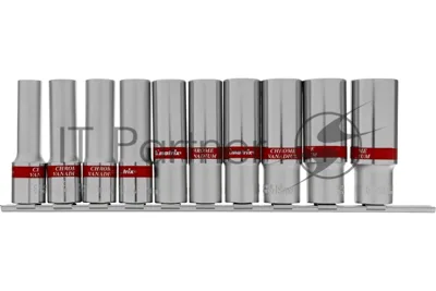 Набор удлиненных торцевых головок Matrix 1/2", 6-ти гр., CrV, 10шт., 10-22мм