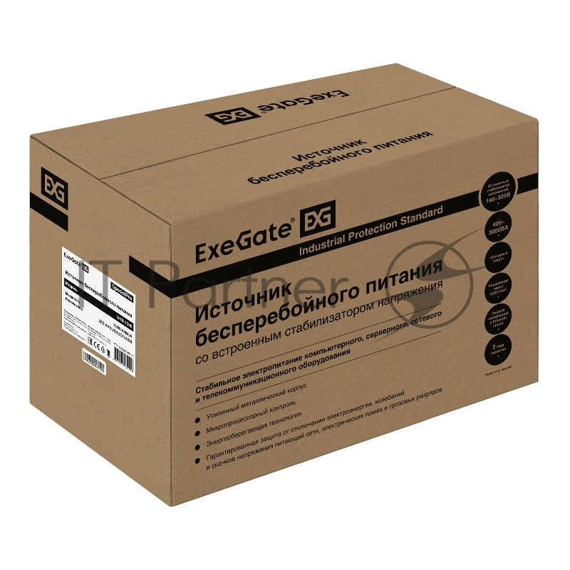 Источник бесперебойного питания ExeGate SpecialPro UNB-1500.LED.AVR.2SH.3C13.USB / 1500 ВА / 950 Вт / 2 x CEE 7 (евророзетка), 3 x IEC 320 C13