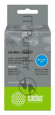 Картридж ленточный Cactus CS-M21-1500427 черный шрифт, белый фон (38.1 мм, 4.27 м) для Brady BMP21-PLUS, BMP21-LAB