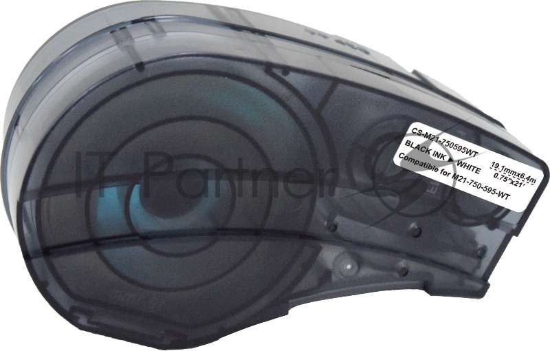 Картридж ленточный Cactus CS-M21-750595WT черный шрифт, белый фон (19.1 мм, 6.4 м) для Brady BMP21-PLUS, BMP21-LAB