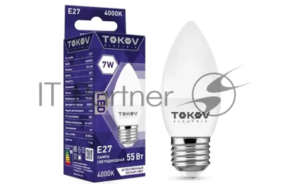 Лампа светодиодная TOKOV ELECTRIC 7Вт С37 4000К Е27 176-264В