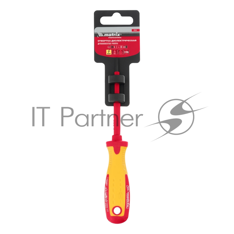 Отвертка Matrix Insulated, SL3,0 x 80 мм, CrMo, до 1000 В, двухкомп. рукоятка