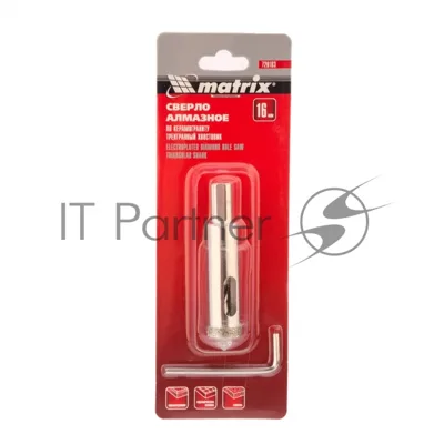 Сверло алмазное Matrix по керамограниту, 16 х 67 мм, 3-гранный хвостовик