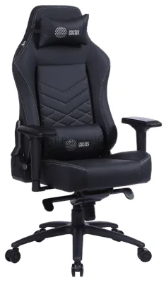 Кресло Cactus CS-CHR-0112BL-M черный, экокожа, 120 кг, подголовник, регулируемые подлокотники, механизм качания