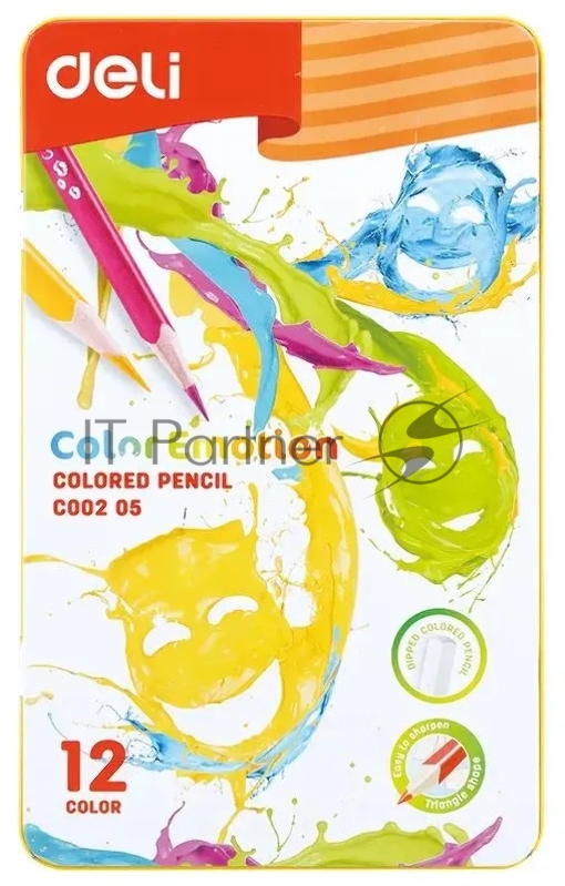 Карандаши цветные Deli Color Emotion EC00205 EC00205, липа, 12 цветов, коробка металлическая