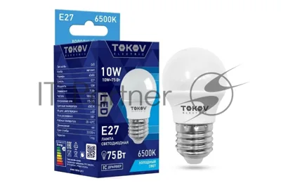 Лампа светодиодная TOKOV ELECTRIC 10Вт G45 6500К Е27 176-264В