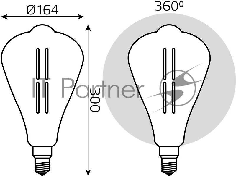 Лампа cветодиодная Gauss Filament ST164 6W 330lm 4000К Е27 gray straight LED