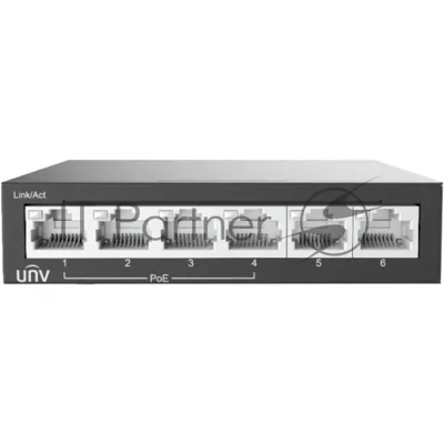Коммутатор Uniview NSW2020-6T-POE-IN, 4×100 Мбит/с PoE+ + 2×100 Мбит/с Uplink, неуправляемый