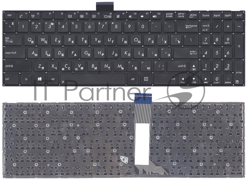 Клавиатура для ноутбука Asus X502 X502CA X502C черная (плоский Enter)
