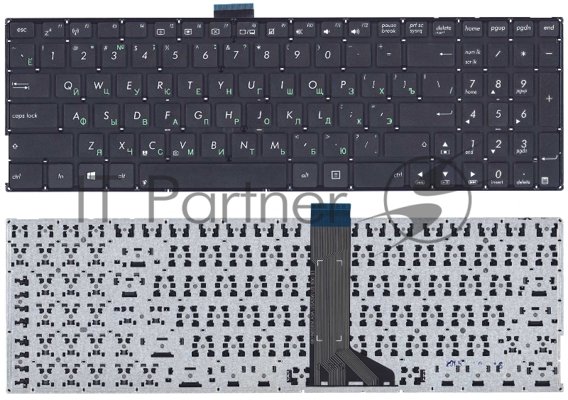 Клавиатура для ноутбука Asus X555L X553 черная (плоский ENTER)