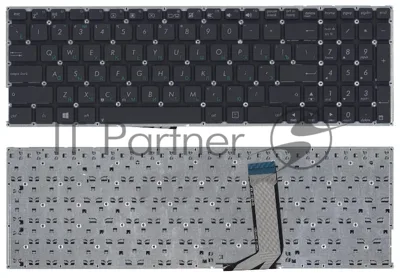 Клавиатура для ноутбука Asus X756 черная без рамки (горизонтальный Enter)