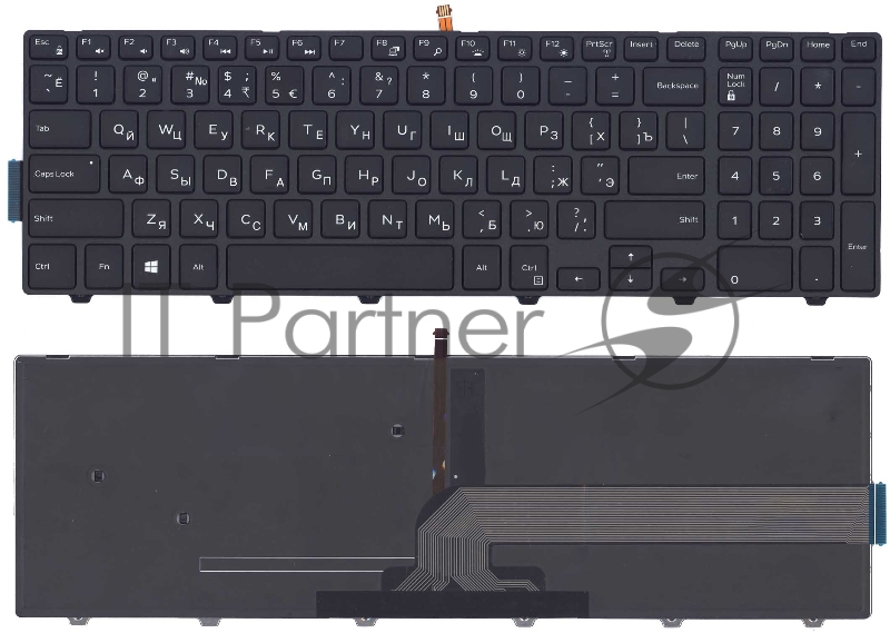 Клавиатура для ноутбука Dell Inspiron 15-3000 15-5000 5547 5521 5542 черная с подсветкой