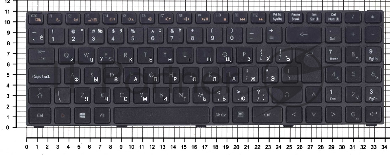 Клавиатура для ноутбука DNS K580S черная с рамкой