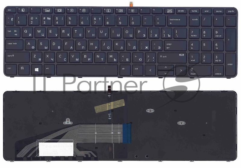 Клавиатура для ноутбука HP ProBook 450 G3 455 G3 черная с подсветкой