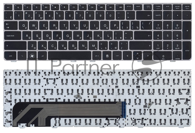 Клавиатура для ноутбука HP Probook 4535S 4530S 4730S черная c серой рамкой