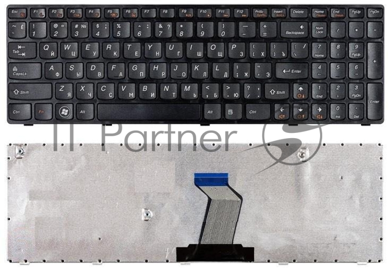 Клавиатура для ноутбука Lenovo IdeaPad B570 B580 V570 Z570 Z575 B590 черная с черной рамкой