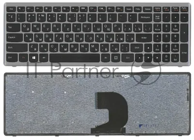 Клавиатура для ноутбука Lenovo IdeaPad Z500 черная с серой рамкой