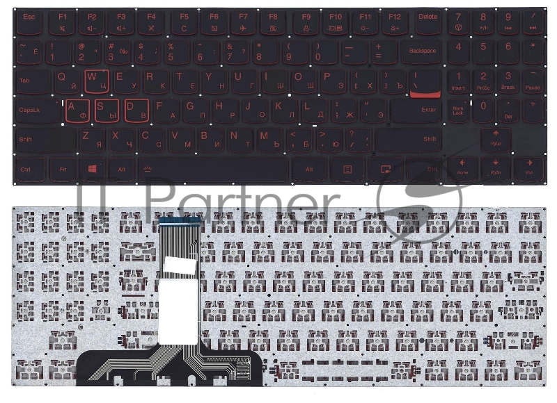 Клавиатура для ноутбука Lenovo Legion Y520 Y520-15IKB черная без рамки