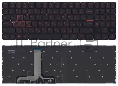 Клавиатура для ноутбука Lenovo Legion Y520 Y520-15IKB черная без рамки, красная подсветка