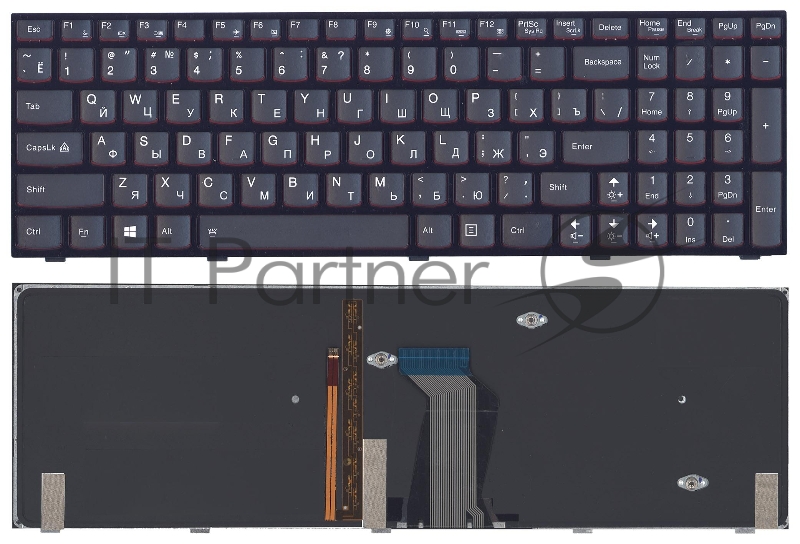 Клавиатура для ноутбука Lenovo Y500 Y500N Y500NT Y510P Y500NT-ISE черная с подсветкой