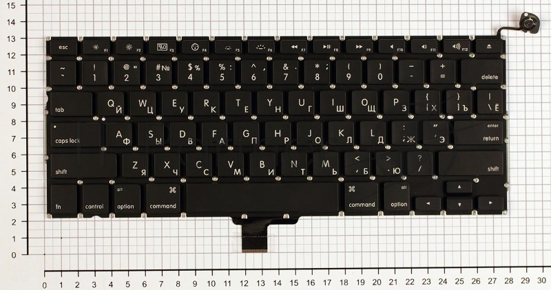 Клавиатура для ноутбука MacBook A1278 13.3" черная плоский Enter
