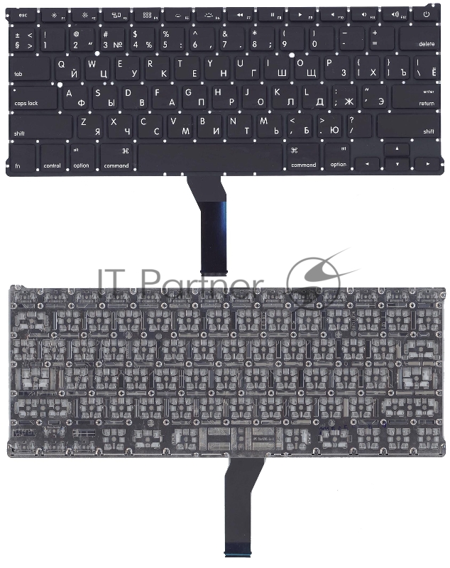 Клавиатура для ноутбука MacBook A1369 2011+ черная с подсветкой, плоский ENTER