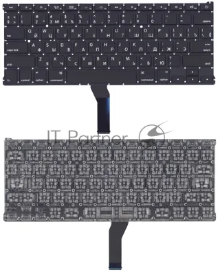 Клавиатура для ноутбука MacBook A1369 2011+ черная с подсветкой, плоский ENTER