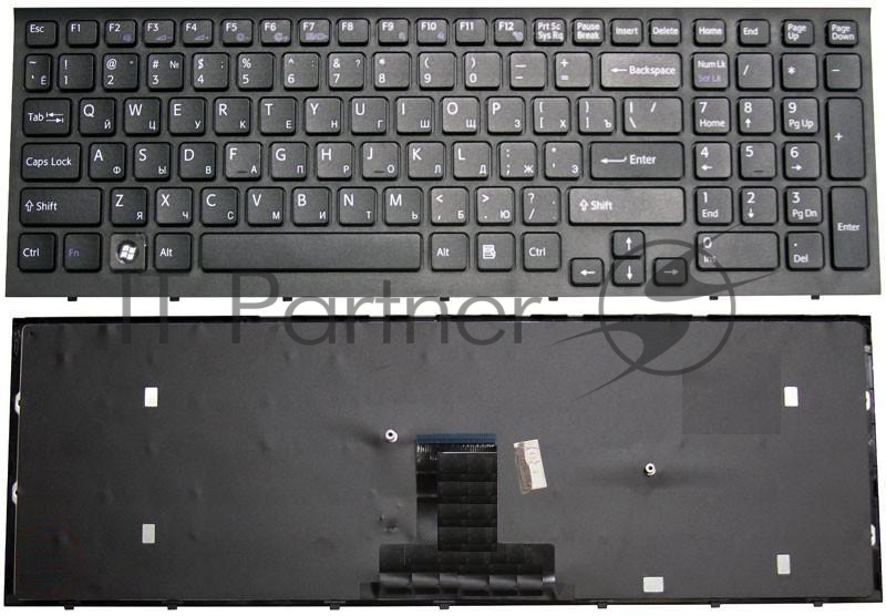 Клавиатура для ноутбука Sony Vaio VPC-EB черная с черной рамкой