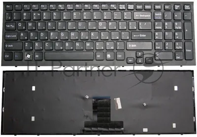 Клавиатура для ноутбука Sony Vaio VPC-EB черная с черной рамкой