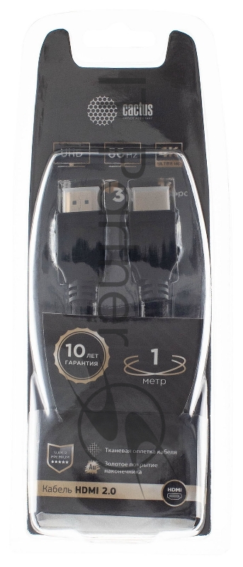 Кабель аудио-видео Cactus CS-HDMI.2-1 HDMI (m)/HDMI (m) 1м. позолоченные контакты черный