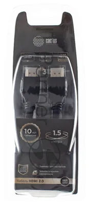 Кабель аудио-видео Cactus CS-HDMI.2-1.5 HDMI (m)/HDMI (m) 1.5м. позолоченные контакты черный