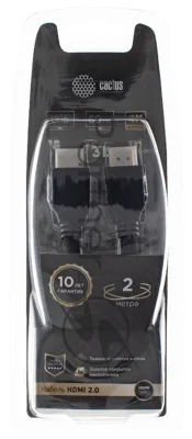 Кабель аудио-видео Cactus CS-HDMI.2-2 HDMI (m)/HDMI (m) 2м. позолоченные контакты черный