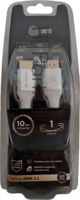 Кабель аудио-видео Cactus CS-HDMI.2.1-1 HDMI (m)/HDMI (m) 1м. позолоченные контакты серебристый