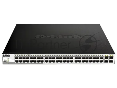 Коммутатор D-Link DGS-1210-52MPP/E2A, 48×1 Гбит/с + 4×1 Гбит/с SFP, настраиваемый