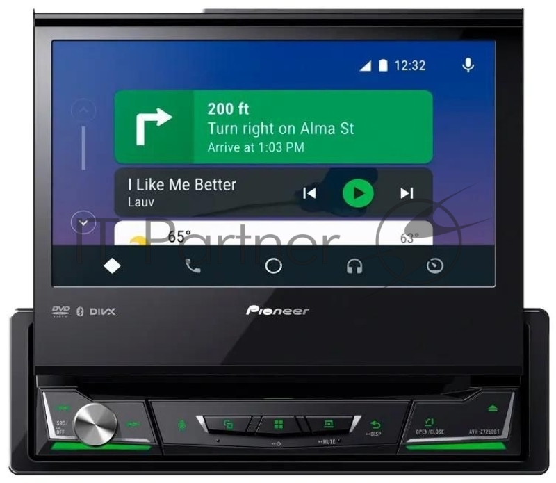 Автомагнитола Pioneer AVH-Z7250BT, 1 DIN, CD, Bluetooth, USB Type-A, AUX, CarPlay, пульт ДУ, съёмная панель