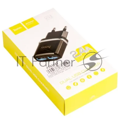 Сетевое зарядное устройство C12 Smart dual USB charger, черный