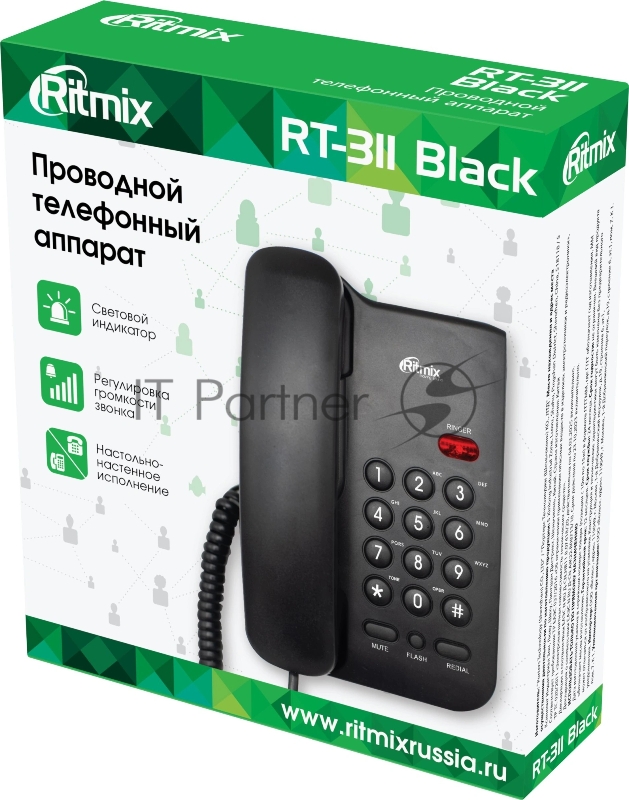 Телефон проводной Ritmix RT-311 черный