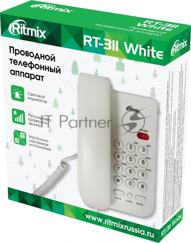 Телефон проводной Ritmix RT-311 белый