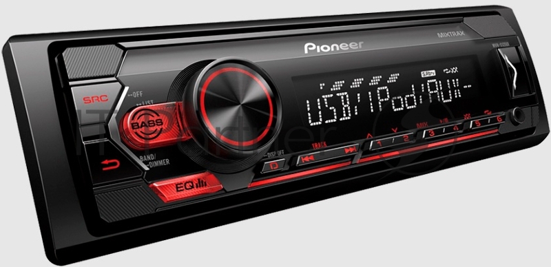 Автомагнитола Pioneer MVH-S125UI, 1 DIN, USB Type-A, AUX, пульт ДУ, съёмная панель